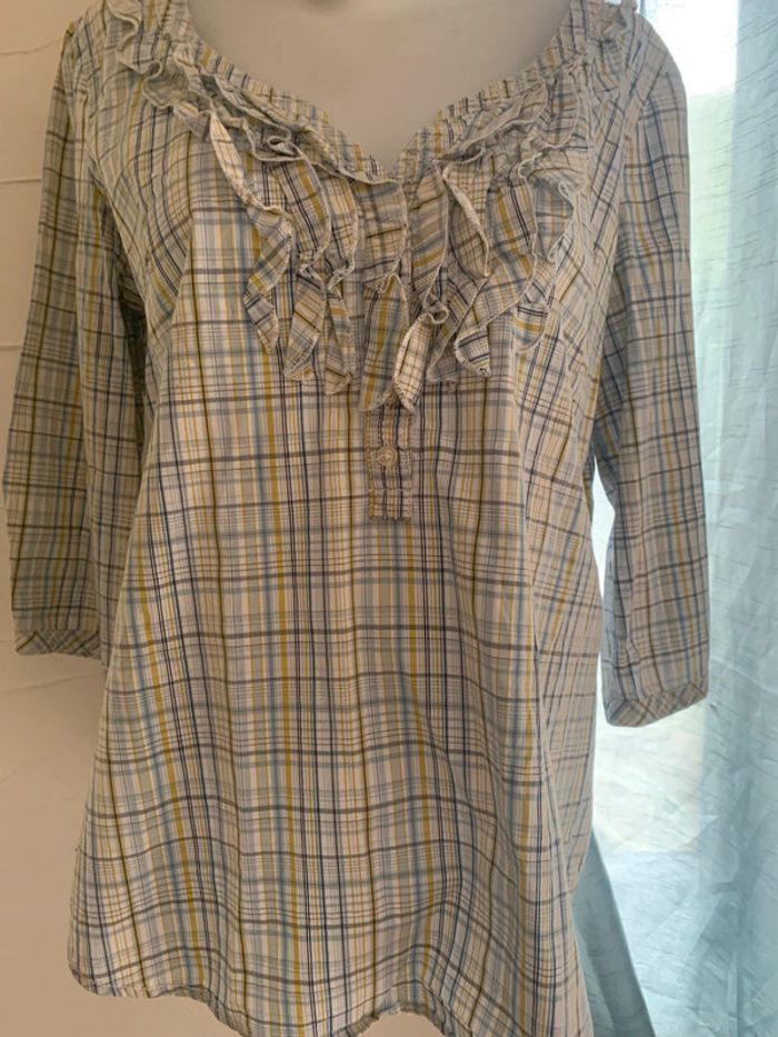 Blouse Esprit taille 46 manches 3/4 rayé bleu ciel - photo numéro 2