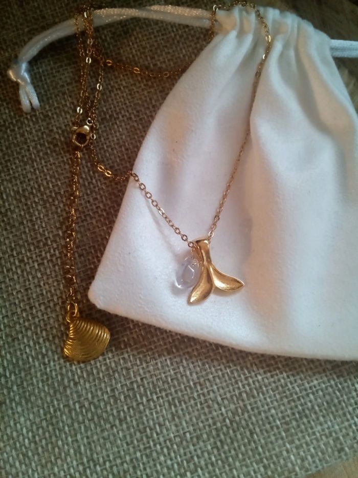 Collier sirène avec perle goutte d'eau - photo numéro 3