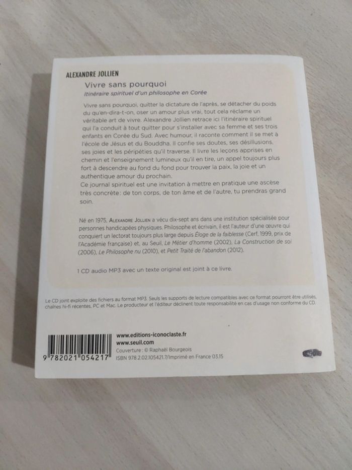 Livre grand format avec CD vivre sans pourquoi itinéraire philosophe Corée - photo numéro 5