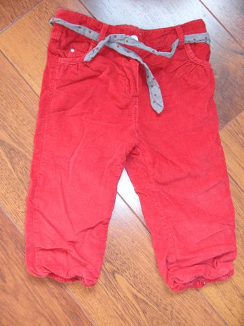 Pantalon velours rouge Fille OBAIBI taille 18 MOIS