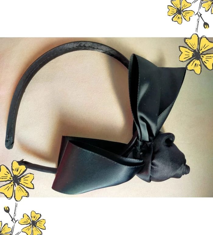 Serre-tête noir élégant avec nœud en satin façon rose – Style chic intemporel - photo numéro 2