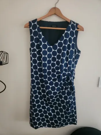 Robe droite Caroll bleu marine et blanc 42