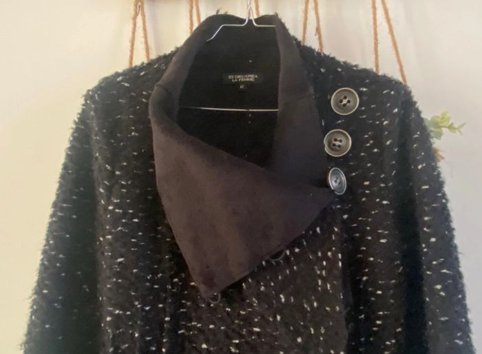 Manteau très chaud chiné noir et blanc - photo numéro 3