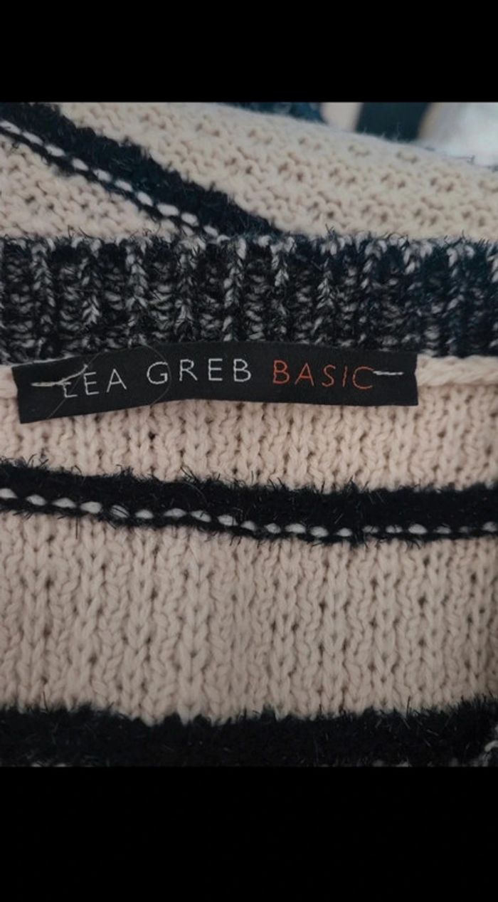 Pull à rayures beige et noir Léa Greb Basic - photo numéro 2