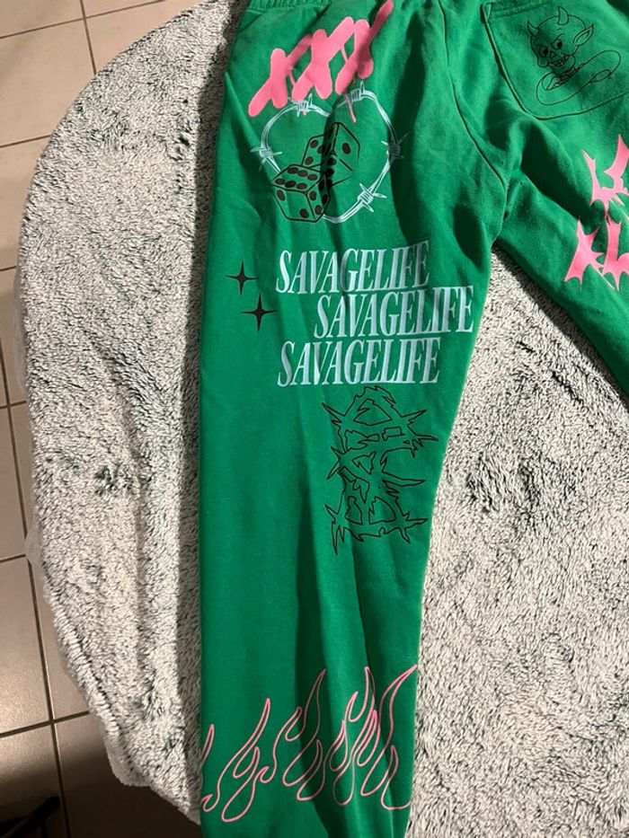 Pantalon jogging vert et rose - photo numéro 5