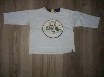 TEE SHIRT ML BLEU CIEL BÉBÉ GARÇON "H&M" - 6 / 9 MOIS - n°01