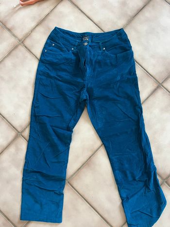 Pantalon velour bleu pause café taille 42