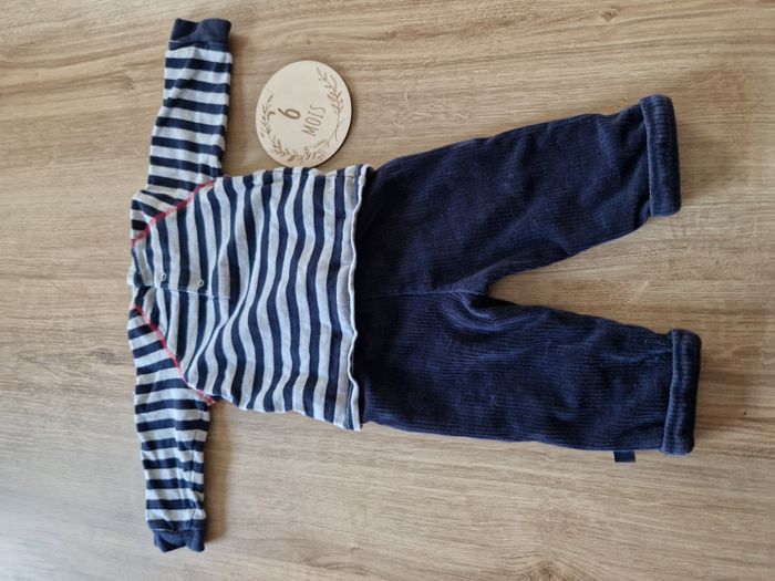ENSEMBLE 2 Pièces Marin Terre de Marins - Pull Rayé & Pantalon Velours Côtelé - 6 mois - photo numéro 3