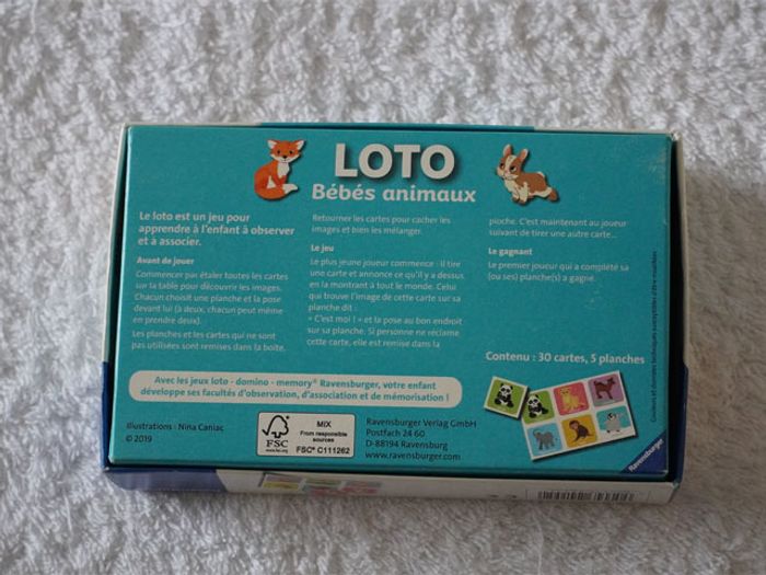 Jeu "Loto Bébés animaux" Ravensburger pour enfants (2 ans+) - photo numéro 2