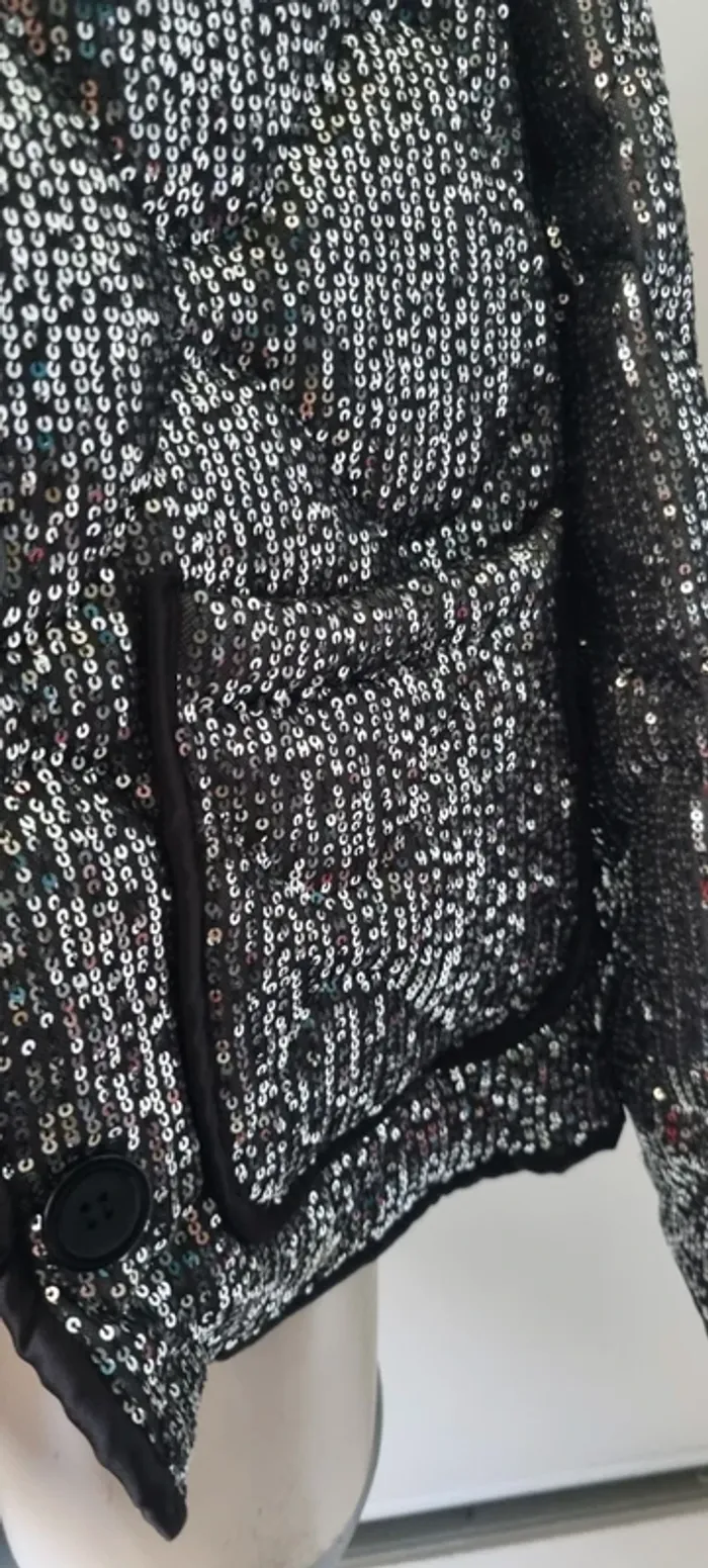 Veste sequins paillette argentée neuve avec étiquette M/L - photo numéro 7