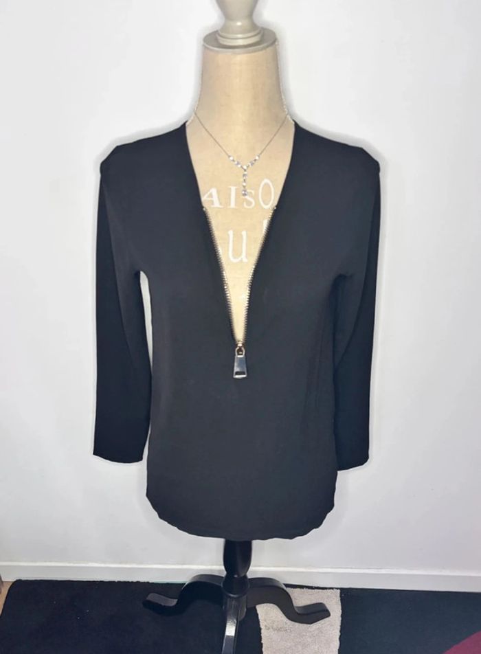 🌸 blouse noire fluide avec fermeture éclaire #rptamar