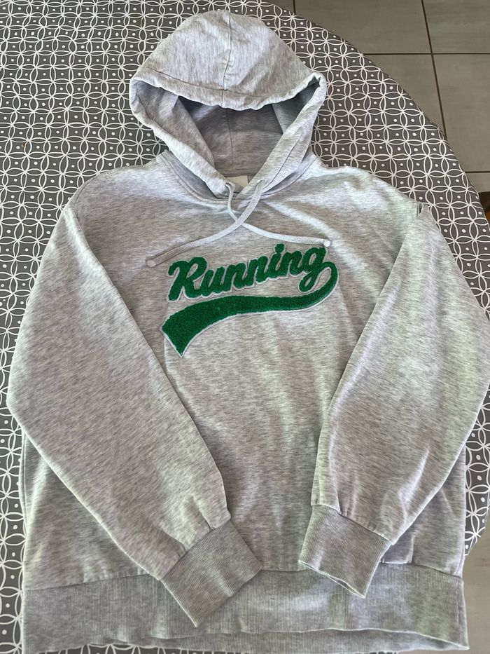 Sweat à capuche H&M taille S, fille/femme, gris chiné