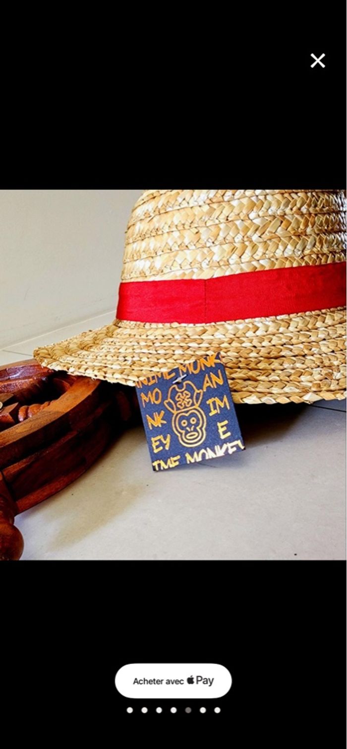 Chapeau de paille style Luffy (One Piece) – État neuf - photo numéro 1