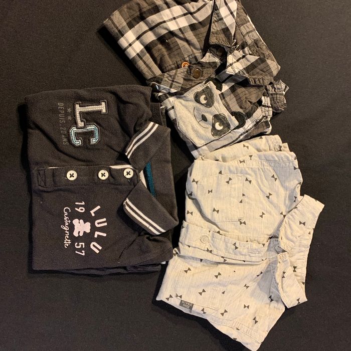 Lot 3 chemises / polo ML 12 mois Panda Noeuds Lulu - photo numéro 2