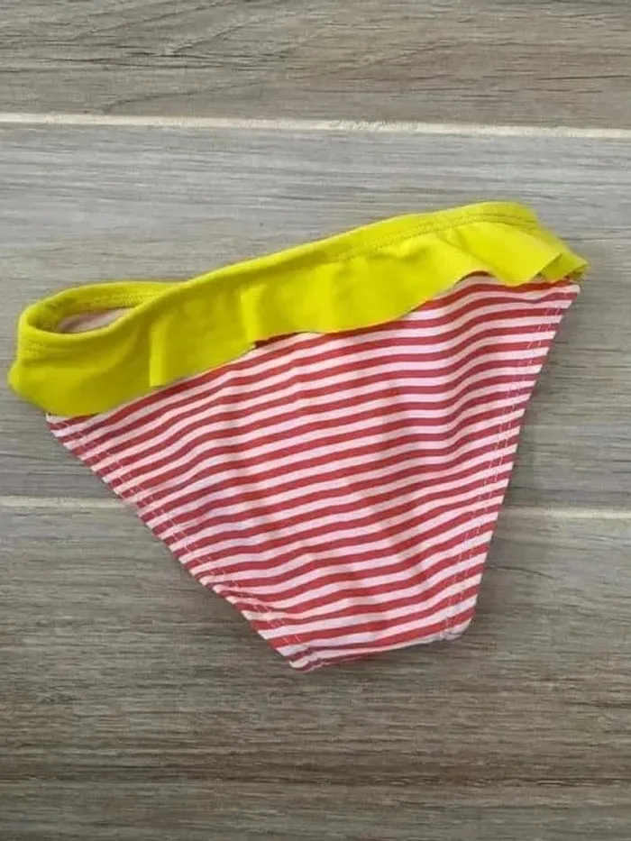 culotte maillot de bain bébé 12 mois neuf avec étiquette blanc rayé rouge DPAM - photo numéro 3