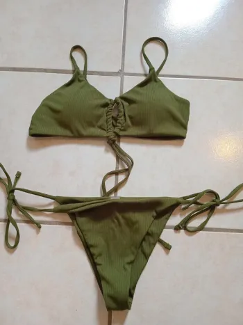 Maillot de bain 2 pièces kaki Shein taille M