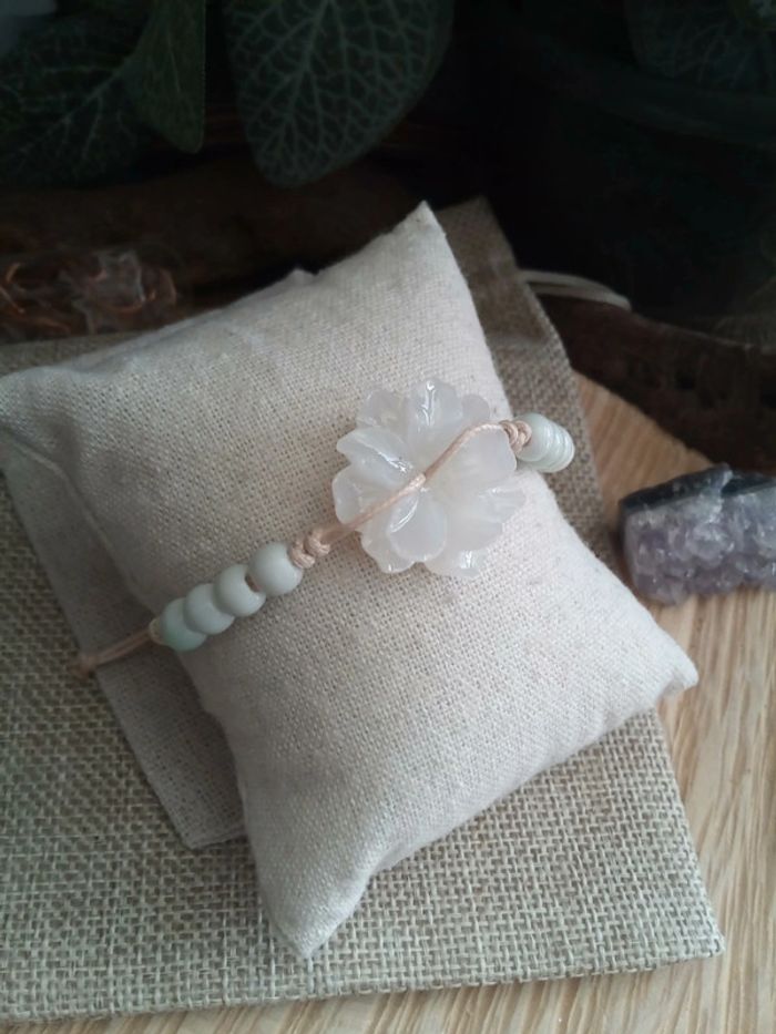Bracelet bohème fleur et céramique