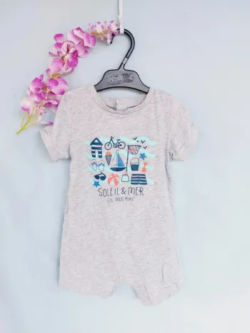 Combishort barboteuse mixte Mots d enfants 12 mois