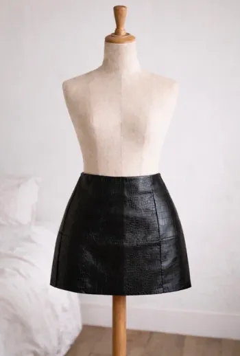 Mini jupe noir effet python - Mango - Neuve - Taille XS - Taille 34