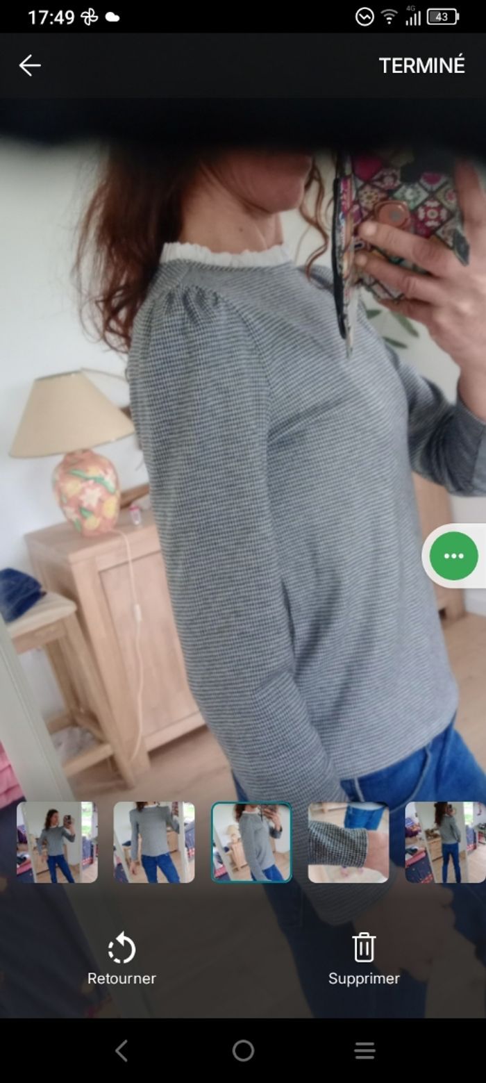 Aux femmes XS motif pied de poule col volanté c79 - photo numéro 3