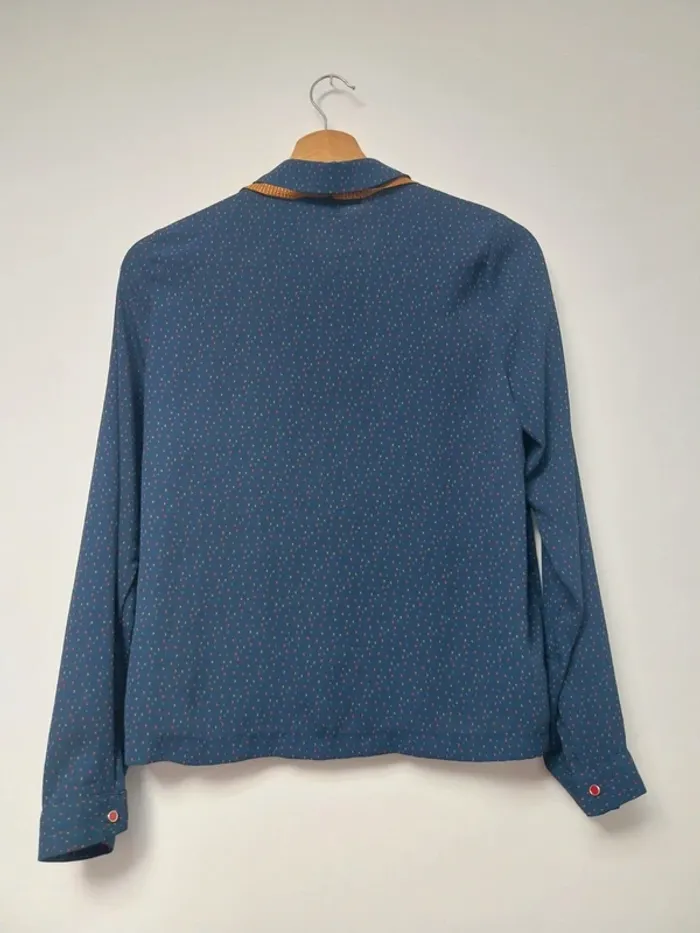 Chemise bleue marine à motifs La Petite Française 36 - photo numéro 5
