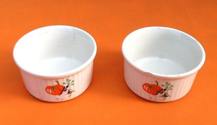 Années 1940/1950 2 Ramequins K.G (Keller-Guerin) Décor légumes (tomat - photo numéro 2