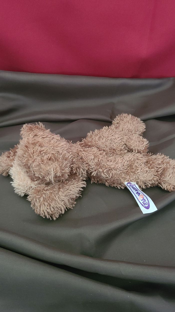 doudou ours chien marron beige microbilles couché mary meyer - photo numéro 5