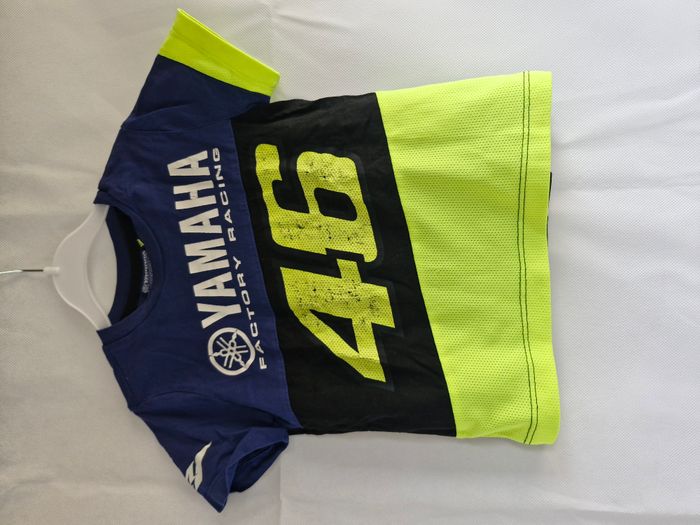 T-shirts manches courtes 3/4 ans Yamaha Factory Racing VR46  Bleu marine noir jaune Logo Yamaha 46