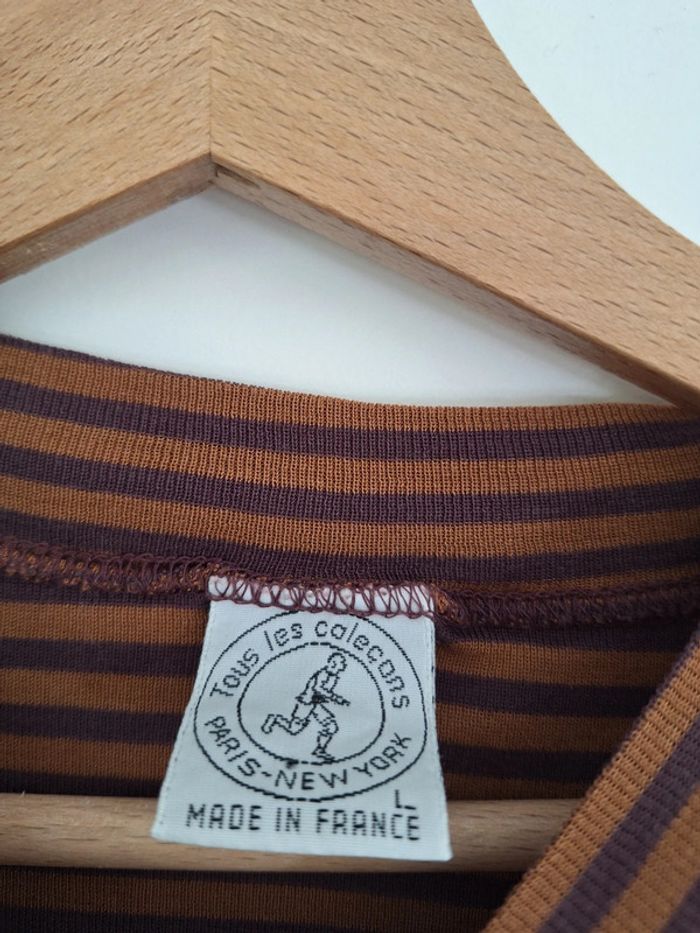 T shirt rayé marron Tous les caleçons Paris - New York femme L 40 - photo numéro 3