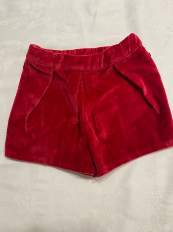 Short bébé fille rouge en velours  3 mois