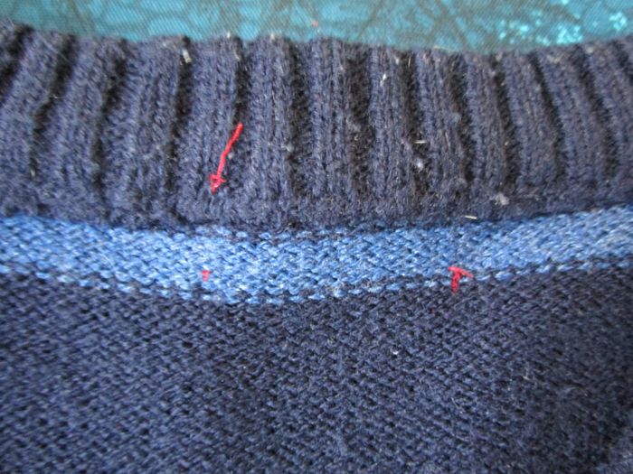 Pull homme sweat col V Taille XL Bleu Marine à rayures (T102) - photo numéro 5
