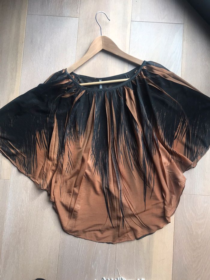 Top Naf Naf Noir et marron taille M -plumes - photo numéro 2