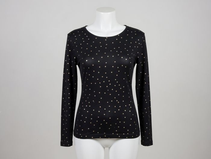 top noir et pois brillants manches 3-4 Taille XS 36-38 CKS Neuf