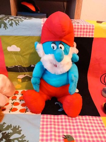 Peluche puffalump le grand schtroumpf 55cm bikin 1983