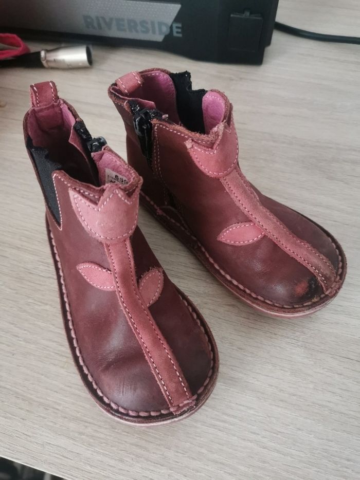 Bottines violette motif tulipe