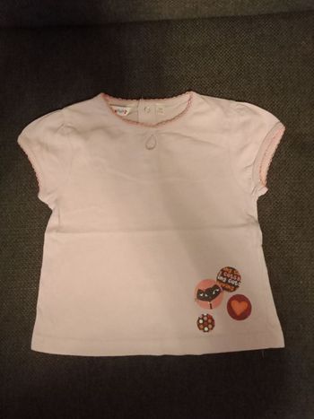 Tee shirt manches courtes lilas chat coeur
