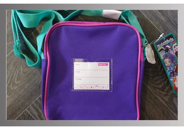 Sac bandoulière/pochette Echantimals vert/rose/violet 18x18cm - photo numéro 2