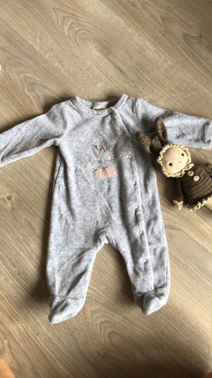 Pyjama TAO gris lapin danseuse tulle 1 mois