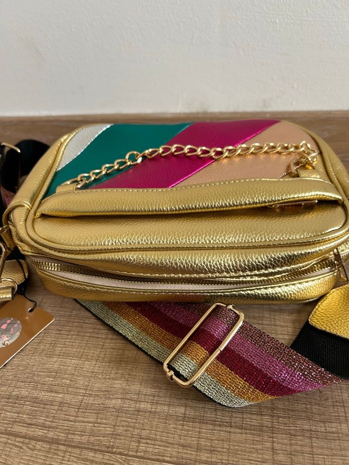 Sac en bandoulière doré et multicolore neuf - photo numéro 7