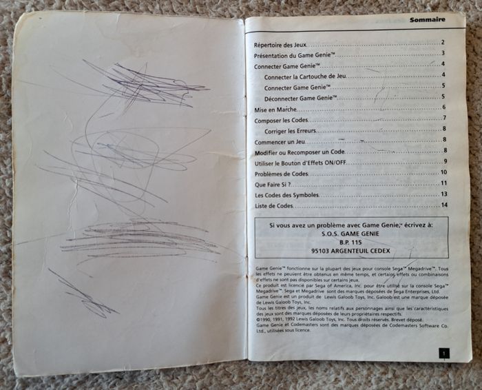 🎮 Livre de codes Game Genie Sega Megadrive MD - photo numéro 2