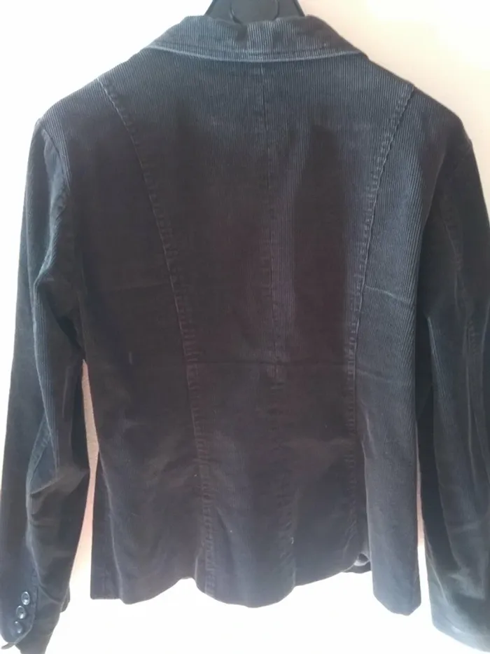 Veste Femme Velours Noire à côtes - photo numéro 2