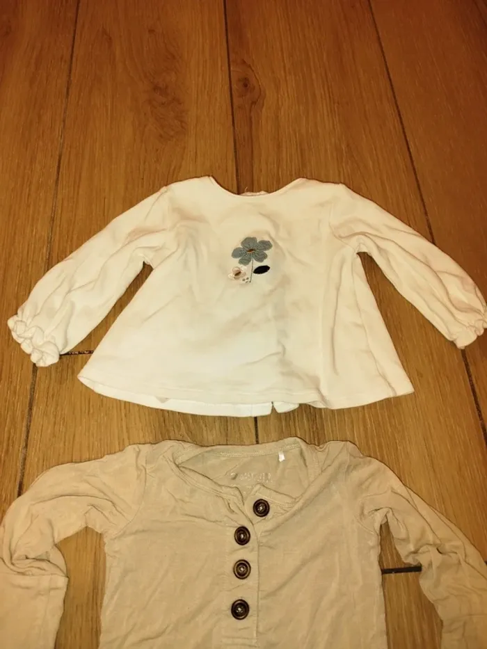 Lot de 2 t-shirts longues manches bébé fille 12 mois - photo numéro 3