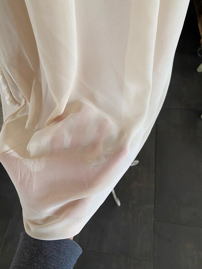 Robe été Made in France fluide beige / crème perlé avec col tressé taille S - photo numéro 8