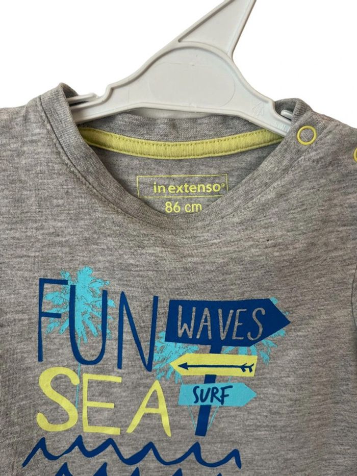 T-shirt gris “fun sea, waves, surf” - In Extenso 86cm - photo numéro 2