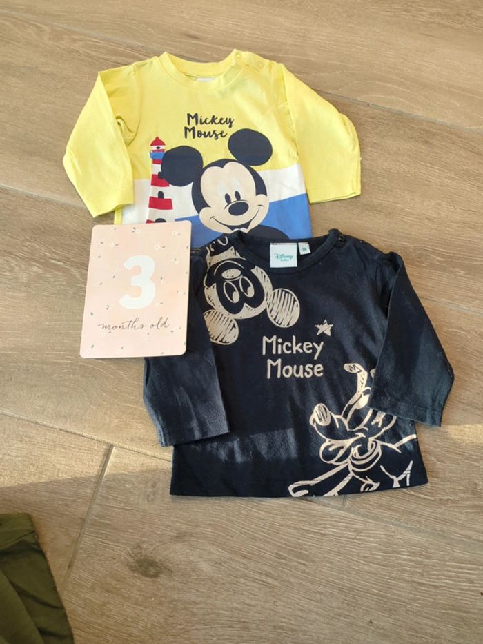 Lot tee-shirts manches longues Mickey 3mois