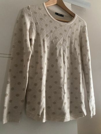 Pull mango femme beige et doré