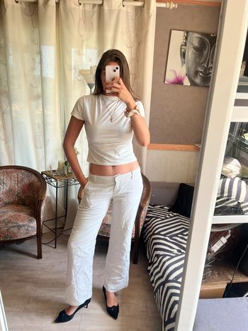 Pantalon taille basse lin vintage bohème y2k 2000yer