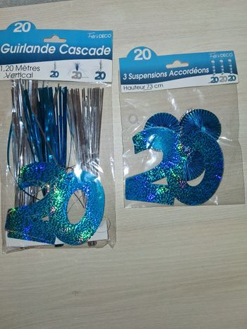 Lot anniversaire 20 ans, guirlande et suspensions accordéon