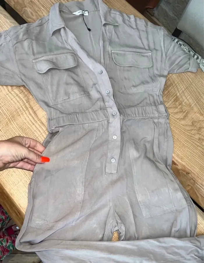 Combinaison pantalon cargo grise Mango taille S - photo numéro 2