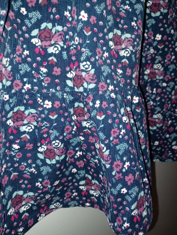 Robe velours bleu à fleurs Creeks 5 ans. - photo numéro 3